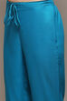 Light Pink LIVA Gathered Yarndyed Kurta Regular Pants Suit Set image number 2