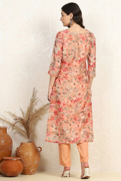 Peach Muslin Unstitched Suit Set image number 5
