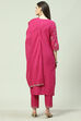Magenta Floral Foil Printed Straight Suit Set image number 4