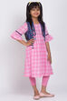 Pink Cotton Yarndyed A-Line Kurta Leggings Set image number 4