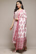 White Cotton Unstitched Suit Set image number 6