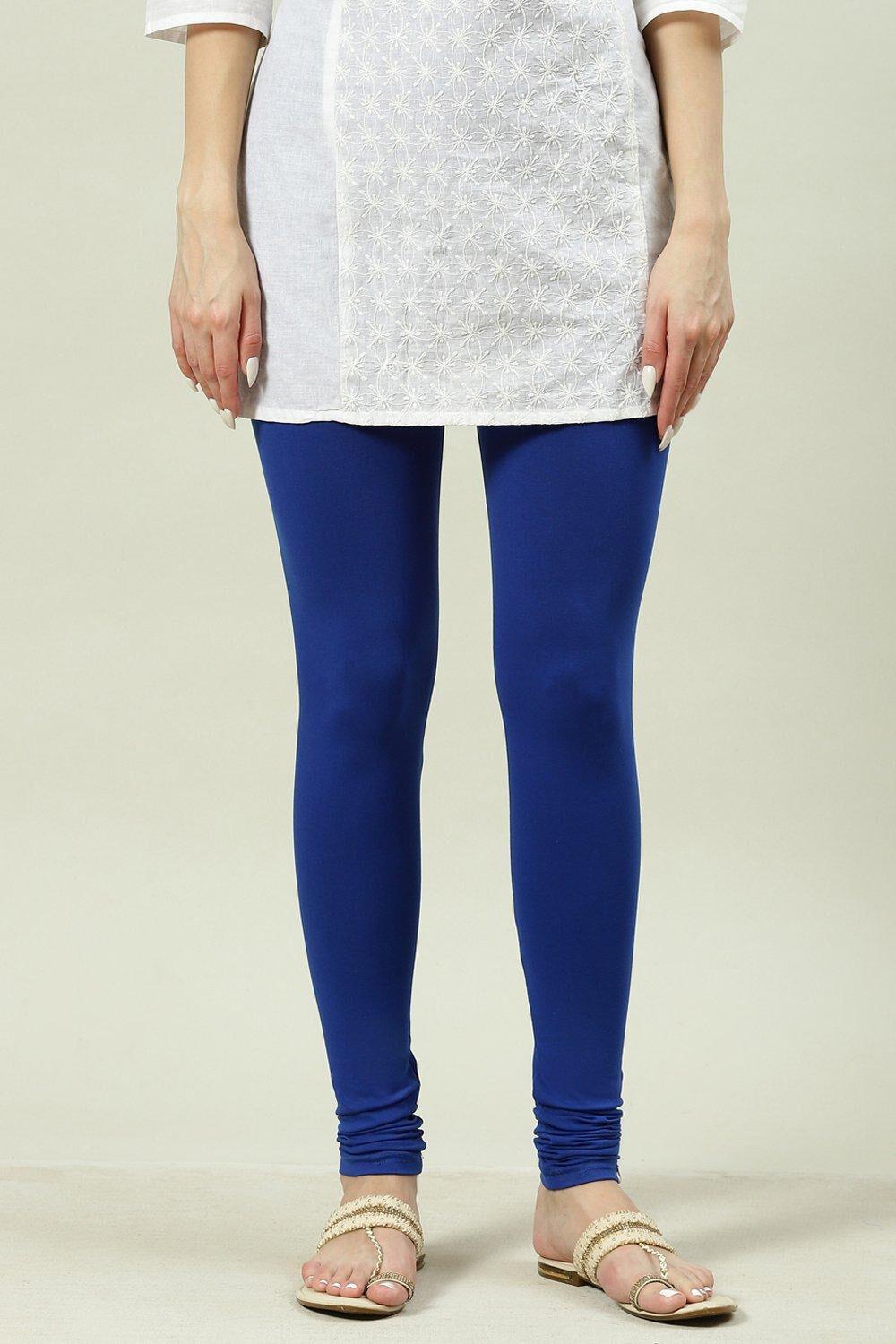 Royal Blue Cotton Lycra Churidar image number 3