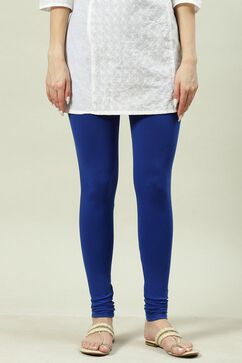Royal Blue Cotton Lycra Churidar image number 3