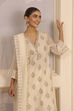 Off White Chanderi Straight Solid Suit Set image number 1