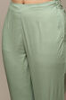 Blue Cotton Gathered Kurta Pants 2 Piece Set image number 2