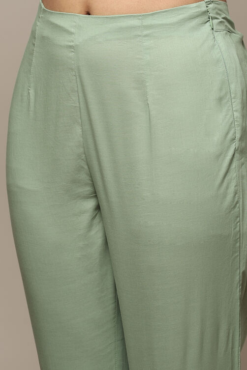 Blue Cotton Gathered Kurta Pants 2 Piece Set image number 2