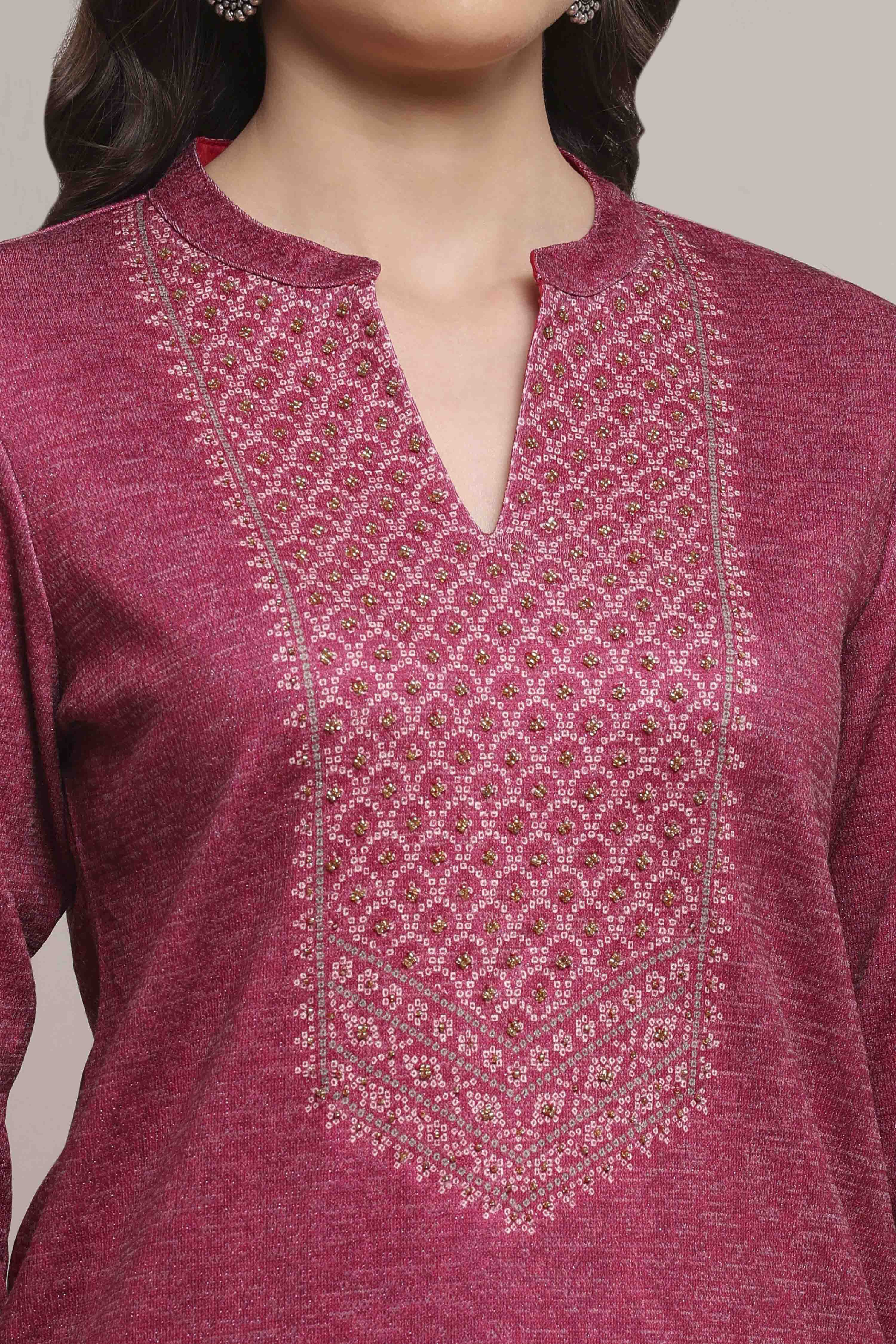 Pink Blended Printed Kurta image number 1