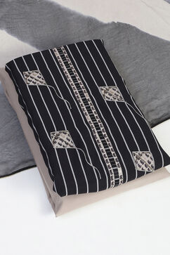 Black Modal Unstitched Suit Set image number 5