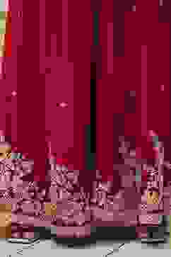 Red Embroidered Straight Suit Set image number 3