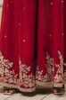 Red Embroidered Straight Suit Set image number 3