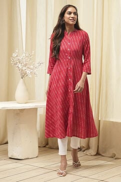 Marron Cotton Short Yarndyed Kurti image number 5