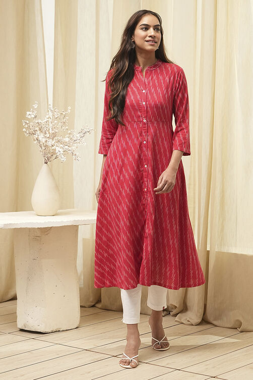 Marron Cotton Short Yarndyed Kurti image number 5