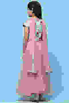 Blue Cotton Printed Blouse With Net Lehenga & Net Dupatta image number 5