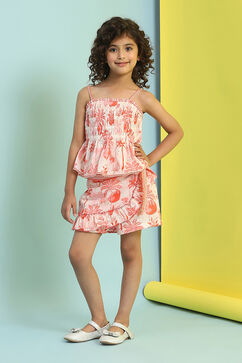 White and Pink Cotton Top with Wrap Shorts Set image number 6