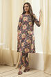 Mustard Cotton Straight Kurta Relaxed Pant Suit Set image number 0
