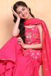 Pink Viscose Blend Sharara Suit Set image number 7