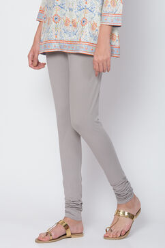 M Grey Cotton Blend Dyed Churidar image number 2