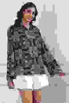 Black Cotton Straight Shirt image number 5