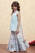 Turquoise Cotton Tiered Suit Set image number 3