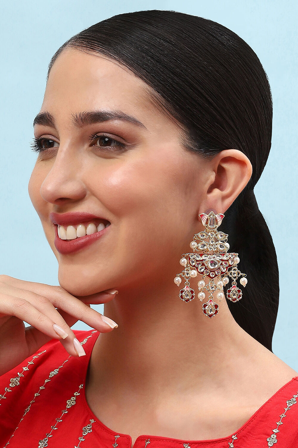 Red Brass Earrings image number 1