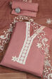 Peach-Pink Modal Machine Embroidered Unstitched Suit Set image number 0