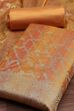 Rust Cotton Printed Embroidered Unstitched Suit Set image number 1
