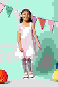 Baby Pink Nylon Gathered Dress image number 5