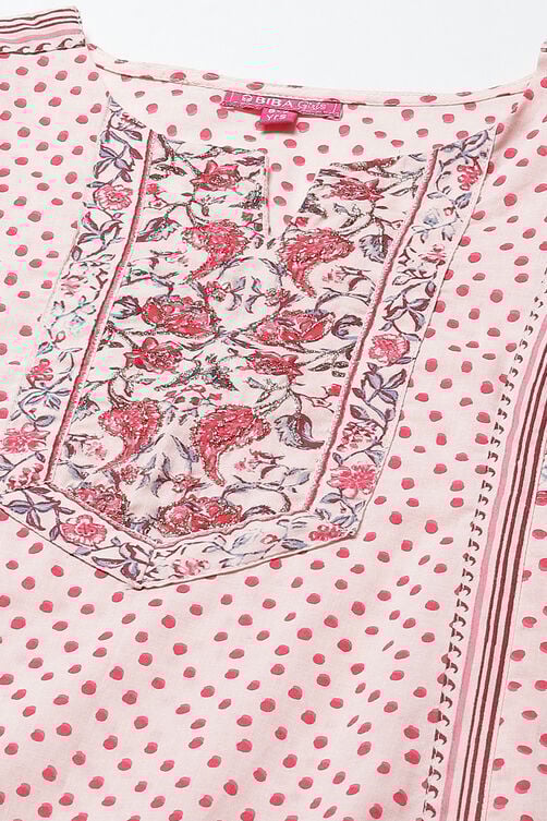 Ecru Cotton Straight Kurta Regular Pants Suit Set image number 1