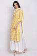 Yellow Cotton Straight Kurta Sharara Suit Set image number 2