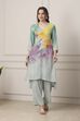 Green Abstract Printed Straight Suit Set image number 6