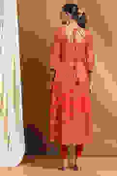 Red Cotton Printed Anarkali Suit Set image number 4
