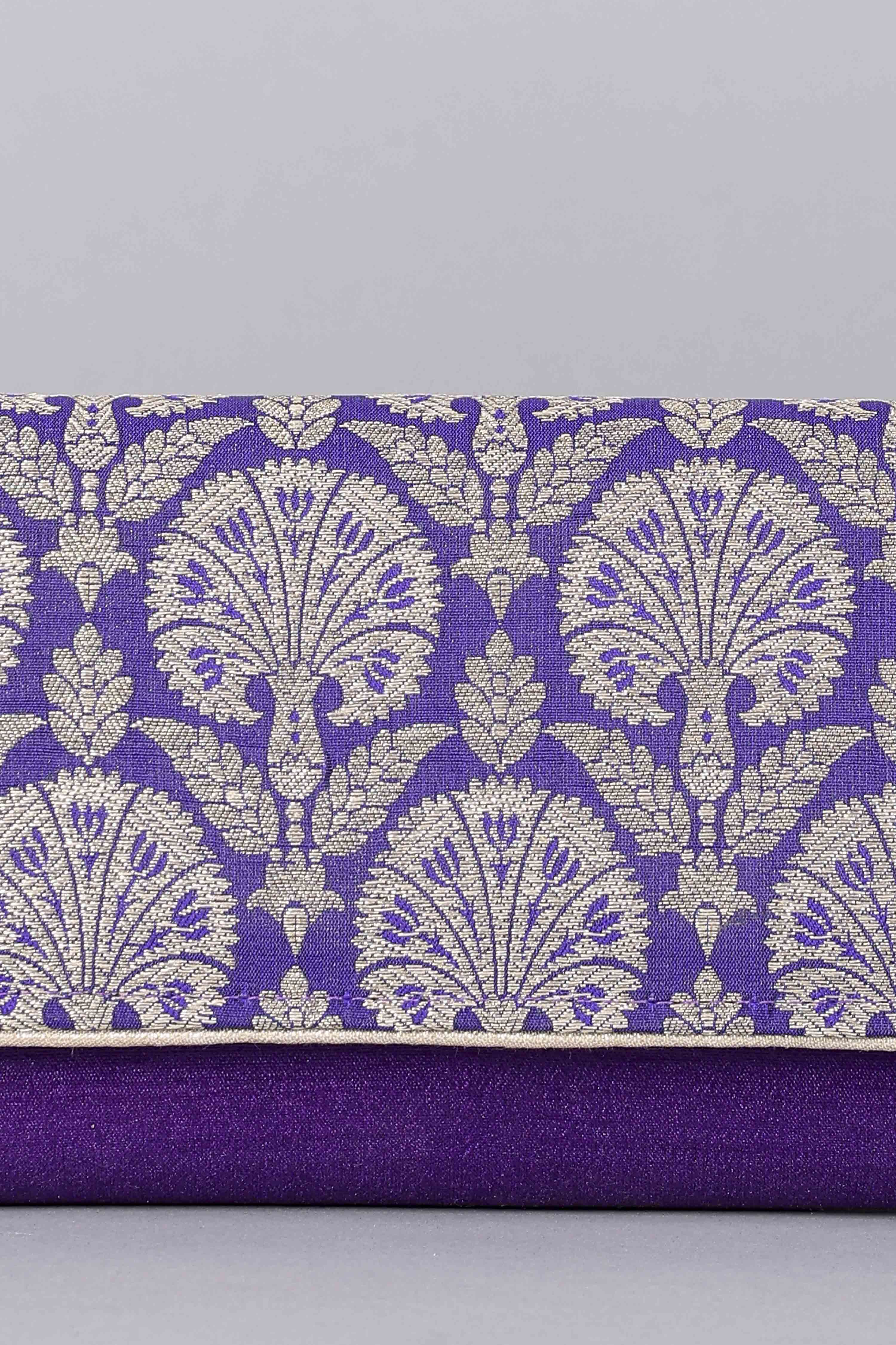 Purple Brocade Clutch image number 1