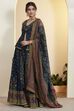 Blue Viscose Silk Floral Printed Peplum Lehenga Set image number 4