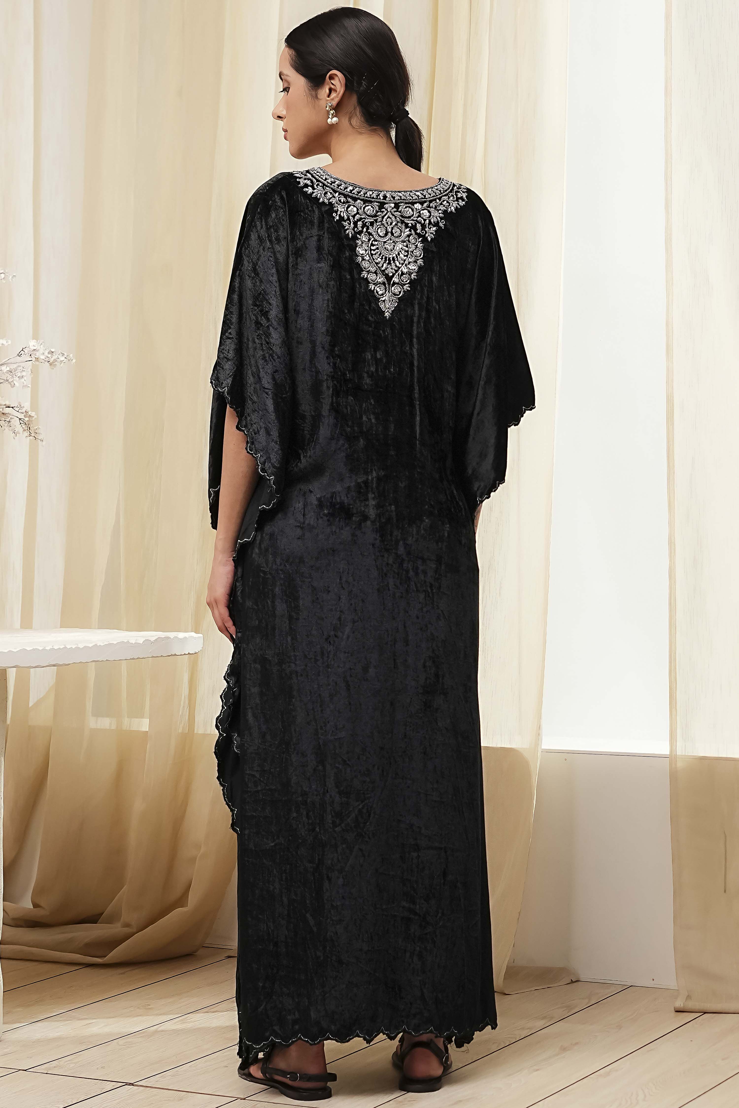 Black Viscose A-Line Suit Set image number 3