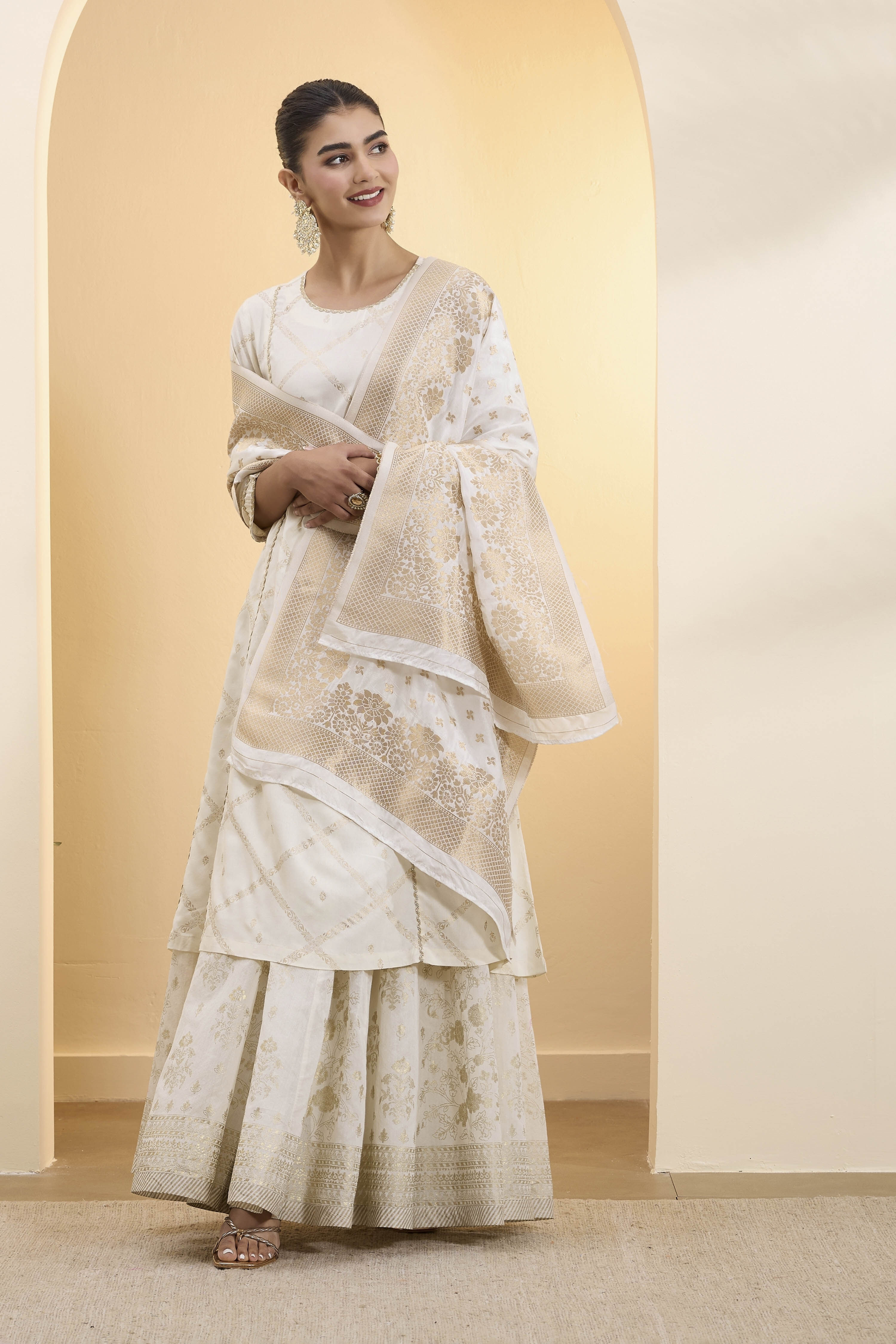 biba Off-White Poly Jacquard Printed DupattaOff-White Poly Jacquard Printed Dupatta-picture-31