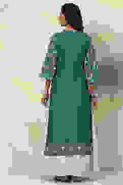 Green Straight Viscose Kurta image number 4