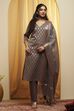 Grey Polyester Straight Suit Set image number 6