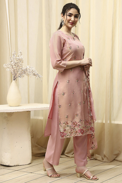 Coral Tissue Machine Embroidered Unstitched Suit Set image number 6