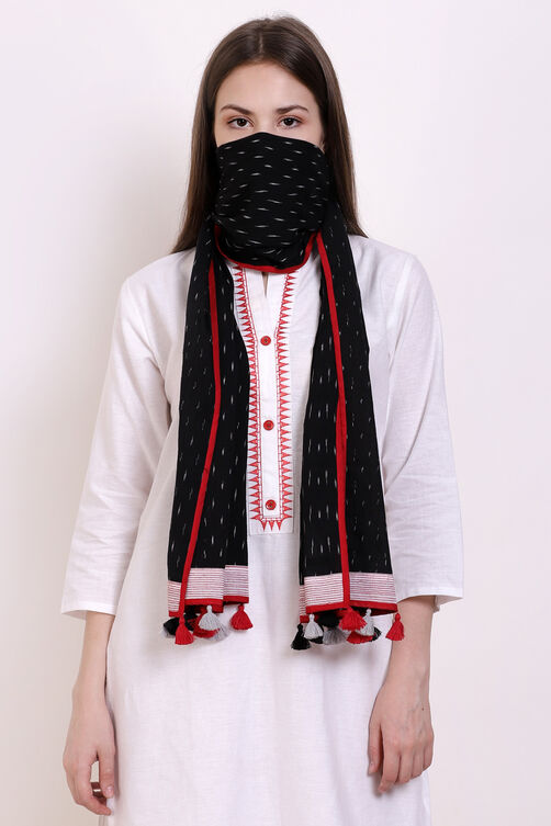 Black Cotton Yarndyed Scarf image number 0