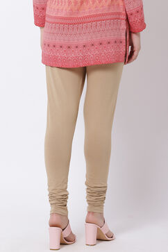 Camel Cotton Blend Solid Churidar image number 4