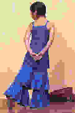 Blue Polyester Straight  Suit Set image number 4