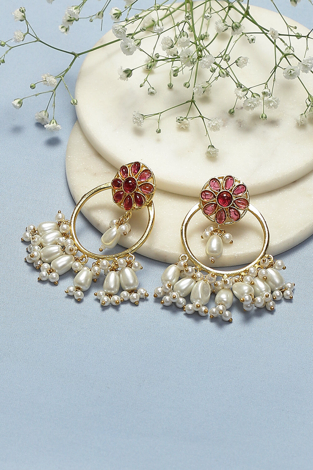 Pearl Brass Earrings image number 0