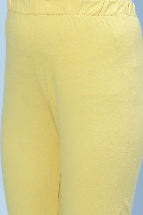 Yellow Lycra Anarkali Kurta Churidar Suit Set image number 3