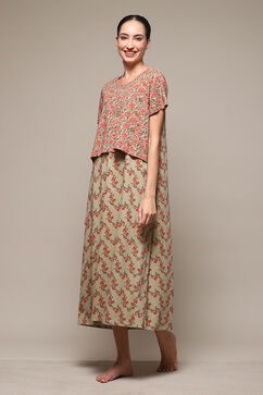 Jade Blue Cotton Printed Sleepwear image number 2