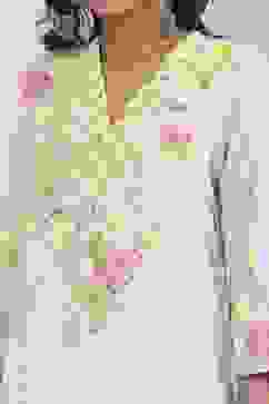 Powder Blue Cotton Printed Straight Suit Set image number 1