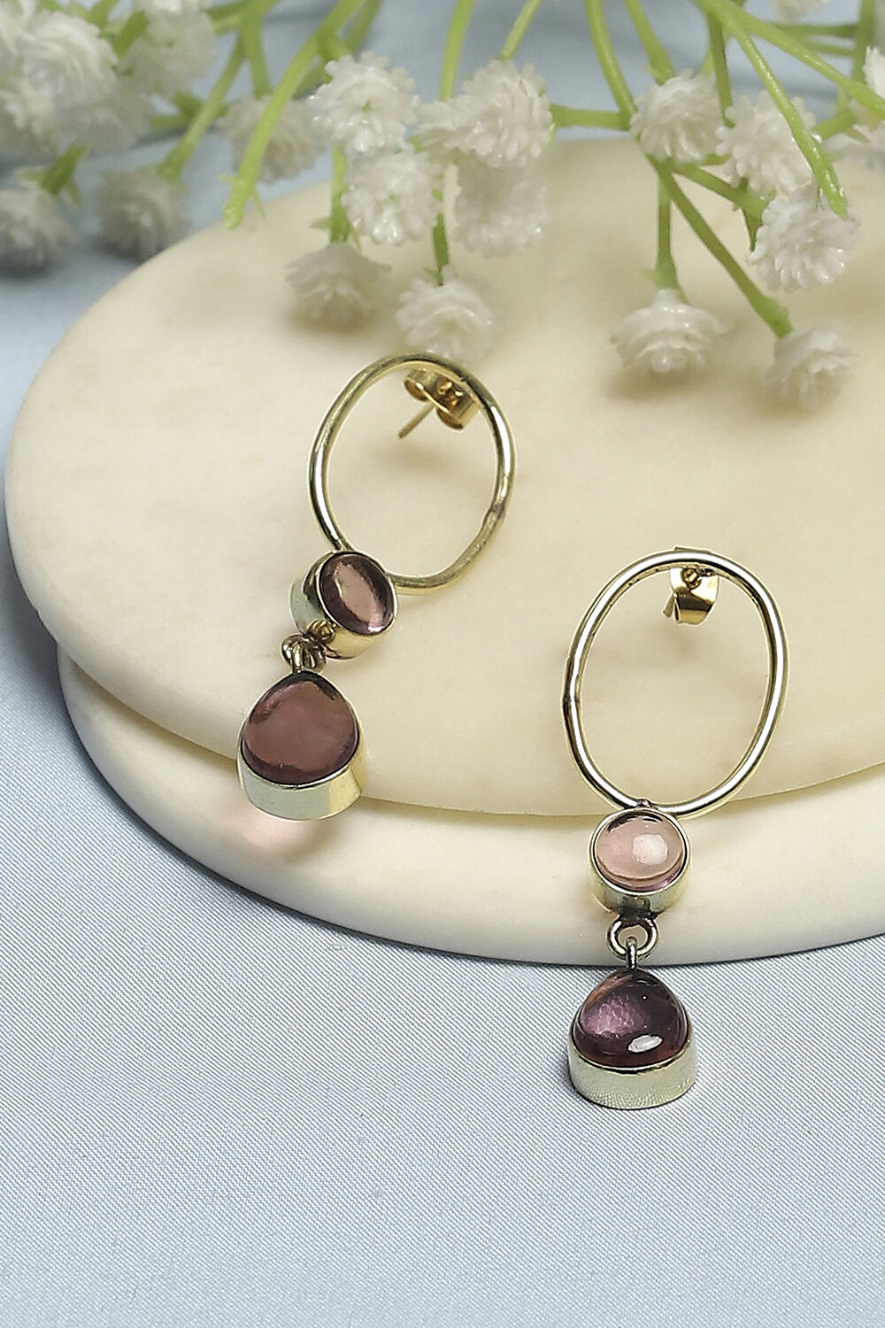 Light Pink Brass Danglers image number 0