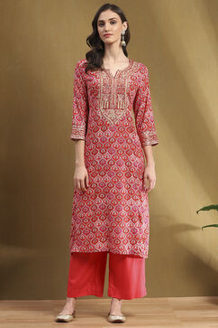Rust Printed Festive A-line Suit Set image number 6