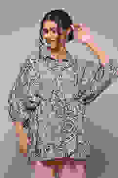 Grey LIVA Printed Top image number 5