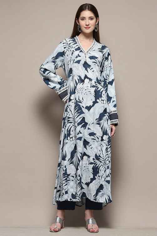 Navy Rayon Jalabiya Kaftan image number 0