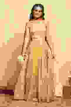 Yellow Polyester Lehenga Set image number 0